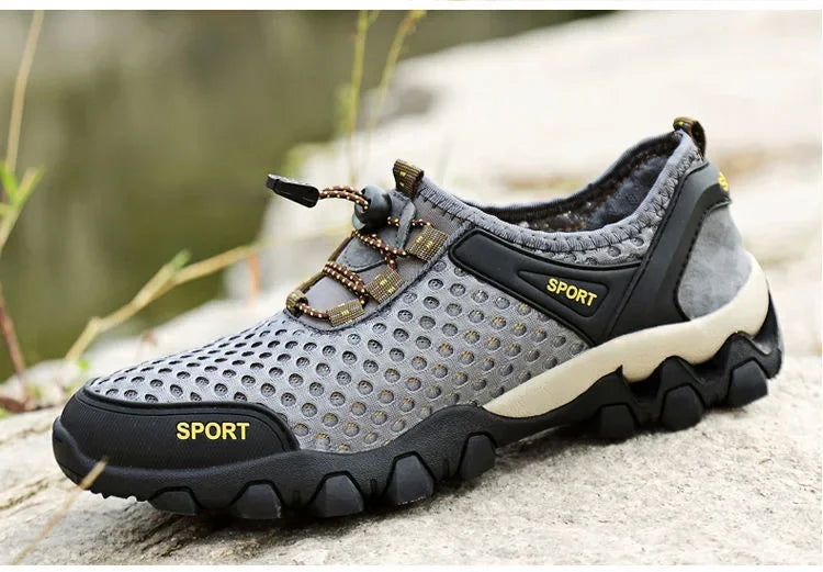 Men Casual Tennis Sneakers Summer Fashion Breathable Mesh Shoes Mens Non-Slip Hiking Shoe Sneaker for Men Climbing Trekking