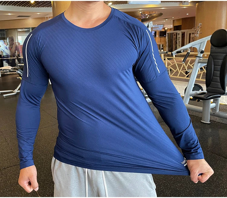 High Quality Running Shirt Tops Clothing Men Gym Sport Tshirt Quick Dry Compression Swearshirt Fitness Breathable Sportswear