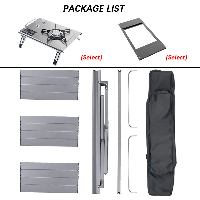 Portable Outdoor Camping Aluminum Alloy Table Lightweight Picnic Dinner Desk IGT Tactical Table Folding Includes Wooden Chairs