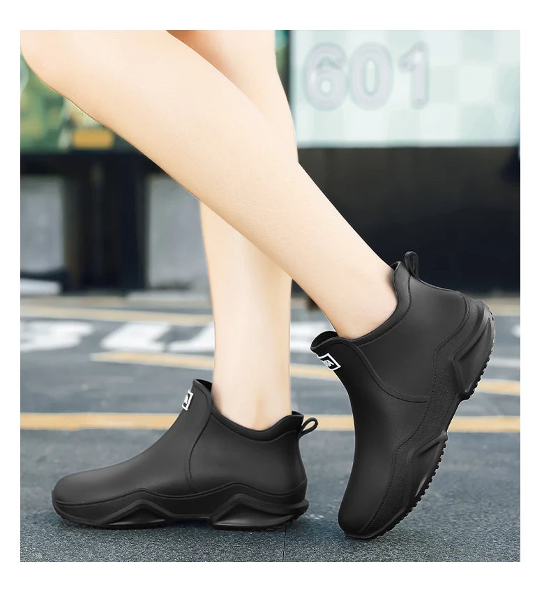 Fashion Couple's Outdoor Rain Boots New Men High Top Hiking Fishing Water Shoes Anti-slip Chef Work Ankle Boots Waterproof Shoes