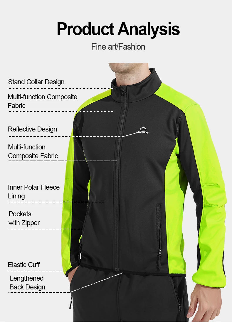 INBIKE Reflective Windproof Cycling Jacket  Men Thermal  Winter Road Bicycle Clothes Waterproof MTB Riding Soft Shell Coat WJ602