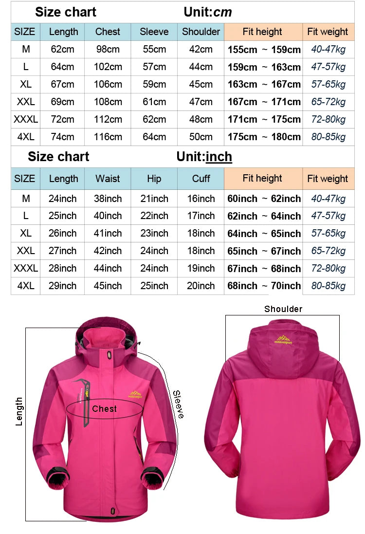 TRVLWEGO Camping Hiking Jacket Women Autumn Outdoor Sports Coats Climbing Trekking Windbreaker Travel Waterproof Clothing