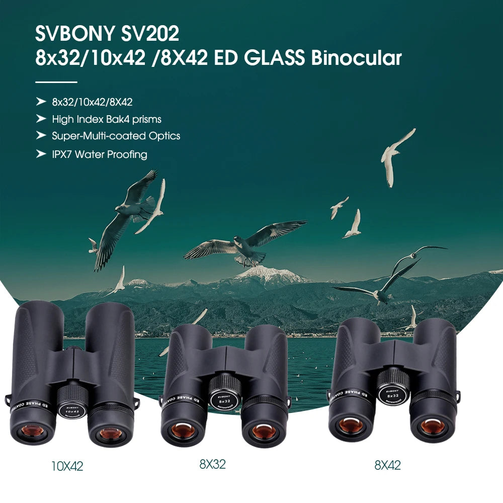 SVBONY SV202 ED Long Range Binoculars 8X32/8x42/10x42,IPX7 Waterproof FMC BAK4,Bird Watching,Stargazing,Camping,Travel,Astronomy