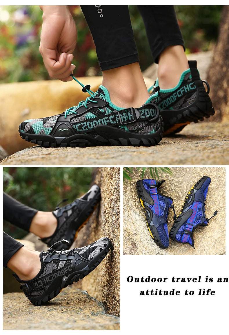 2023 Summer Men Women Trekking Hiking Shoes Summer Mesh Breathable Men Sneakers Outdoor Trail Climbing Sports Shoes Size 36-47