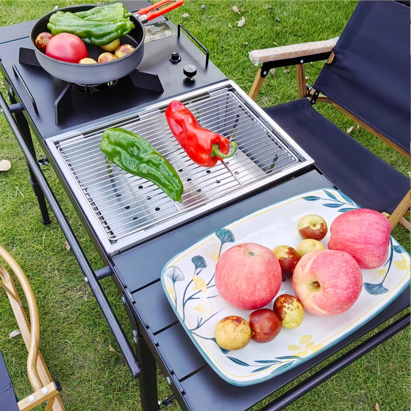 Lohascamping Lightweight Camping Folding multifunctional IGT table roll Brazier table adjustable leg Desktop burner bbq table