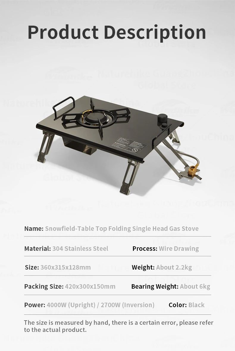 Naturehike IGT Table Gas Stove Burner Strong Fire Heater Furnace Outdoor Camping Cooking Stainless Steel 4KW High Thermal Power