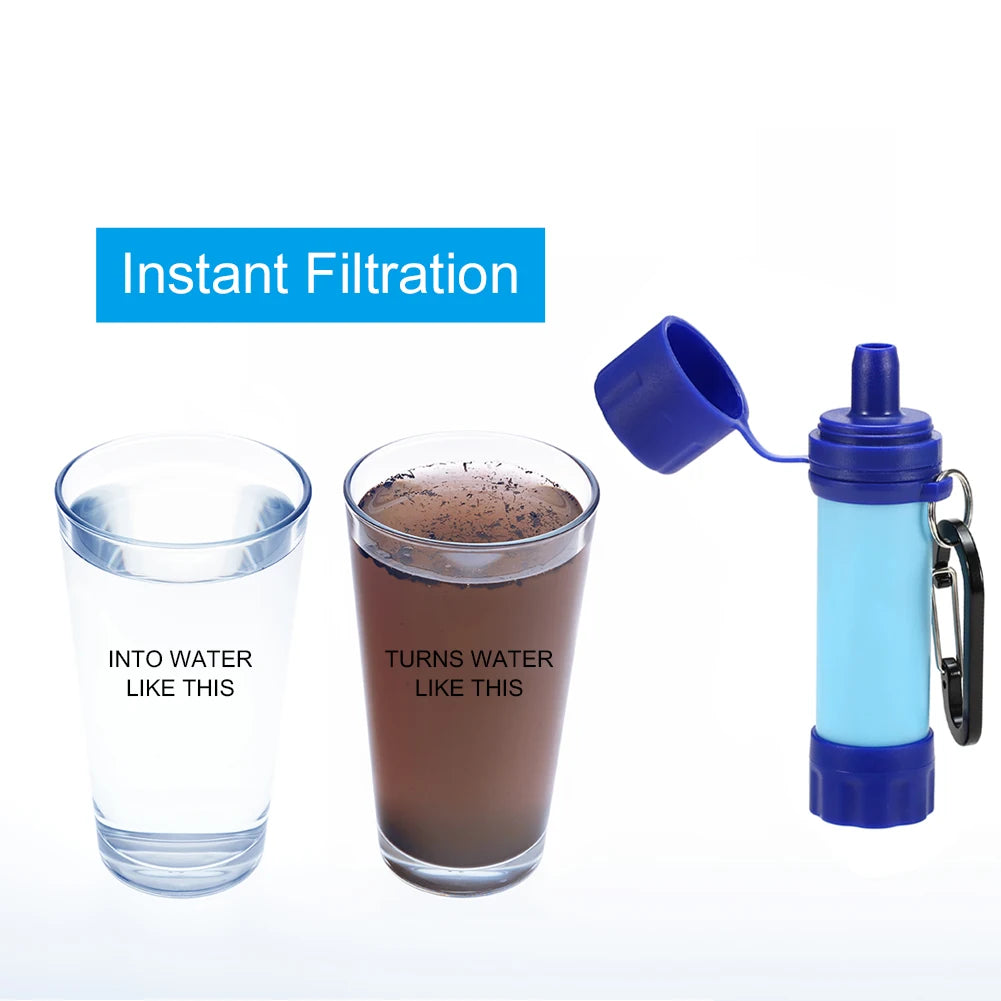 Outdoor Drinking Water Filtration Purifier Emergency Life Portable Survival Water Filter with Straw Camping Water Filtering Tool