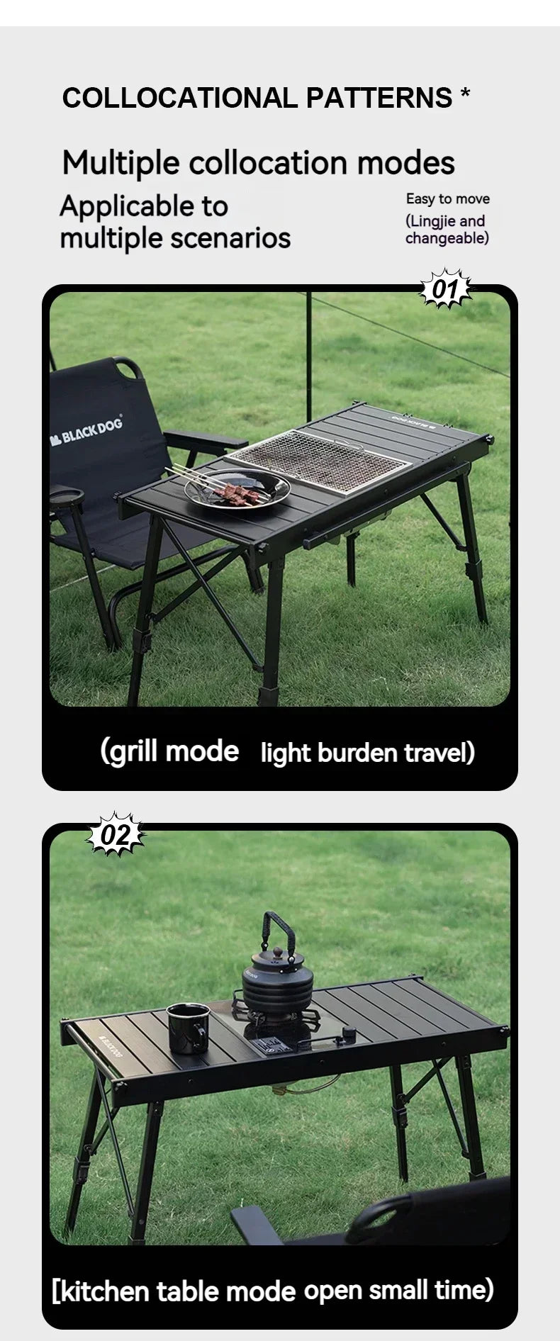 Blackdog Folding IGT Roll Table for Outdoor Camping Beach Removable Desktop Adjustable Height Aluminum Bearing 40kg Ultralight