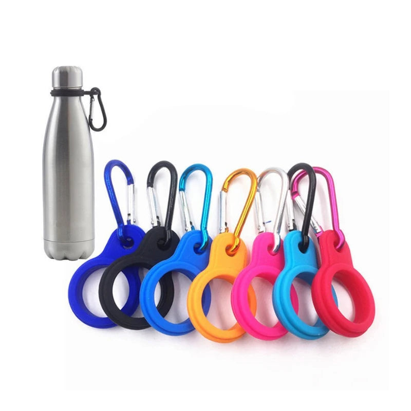 1PC High Quality Aluminum Sports Kettle Buckle Outdoor Carabiner Water Bottle Holder Rubber Buckles Hook Camping Hiking Tool