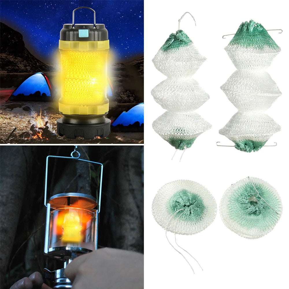 4PCS Gas Lantern Mantles Kerosene Gas Lamp Cover Durable Mesh Camping Lamp Pressure Lamp Mantles Spare Parts Outdoor Safe Tools