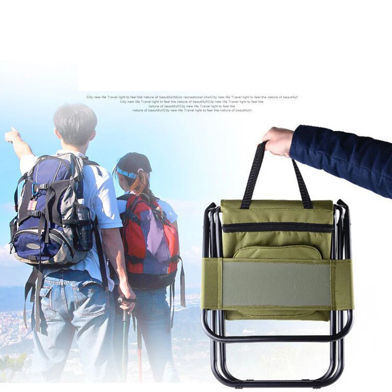 Outdoor Camping Folding Portable Cooler Chair Picnic Fishing Beach Hiking Outdoor Backpack Ultralight Seat Table Camping Stools