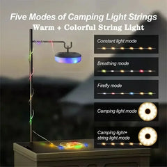 LED Camping Lamp Strip Atmosphere 10M Length Waterproof Recyclable Light Belt Outdoor Garden Decoration Lamp for Tent Room