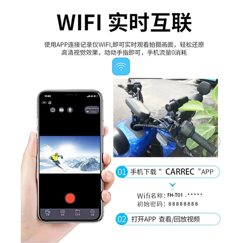 Waterproof Sports DV HD Anti-Shake WiFi Action Camera Mountaineering Cycling Motorcycle 120 Degree Wide Angle Recorder