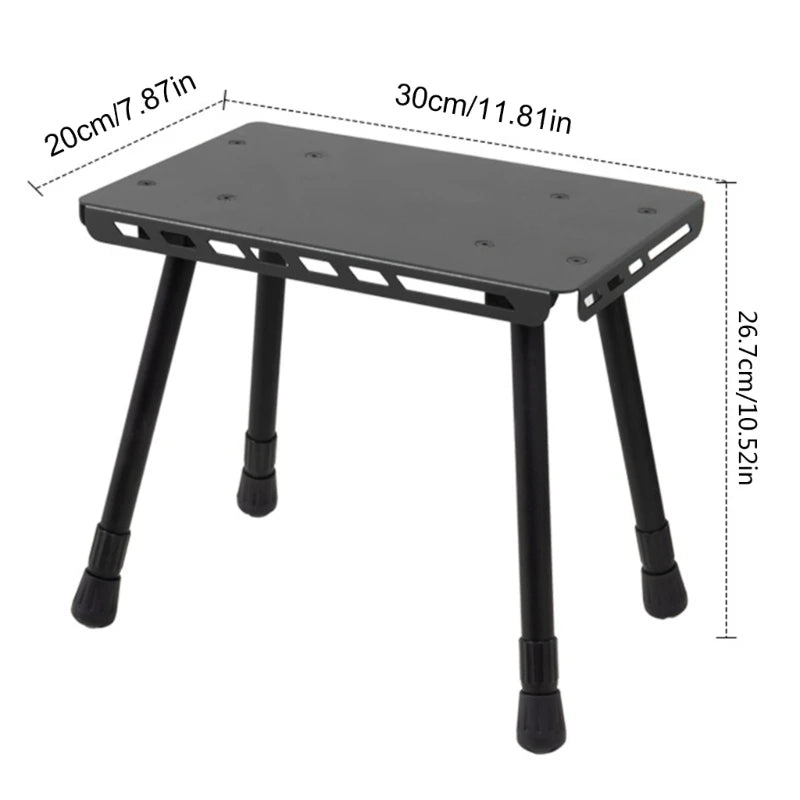 2 in 1 Folding Table Stool Camping Outdoor Practical Small Table Aluminum Alloys Folding Small Chair for Camping Picnics