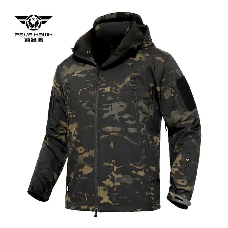 Outdoor Army Fans Windbreaker Increase Warm Shark Soft Shell Storm Suit Plus Velvet Mountain Camo Fleece Loose Military Jacket