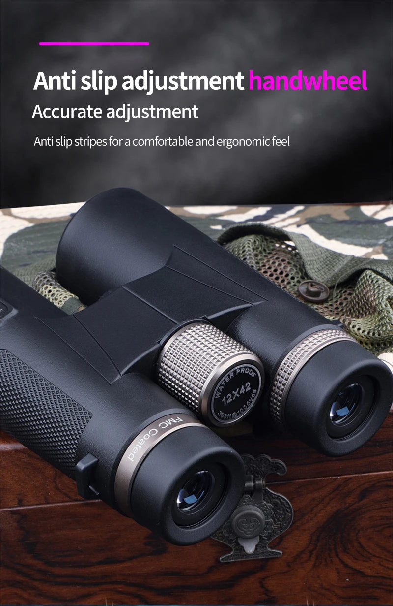 12x42 Professional Binoculars ED Lens BAK4 Prism Waterproof  Metal Telescope Outdoor Bird watching Camping Traveling hunting