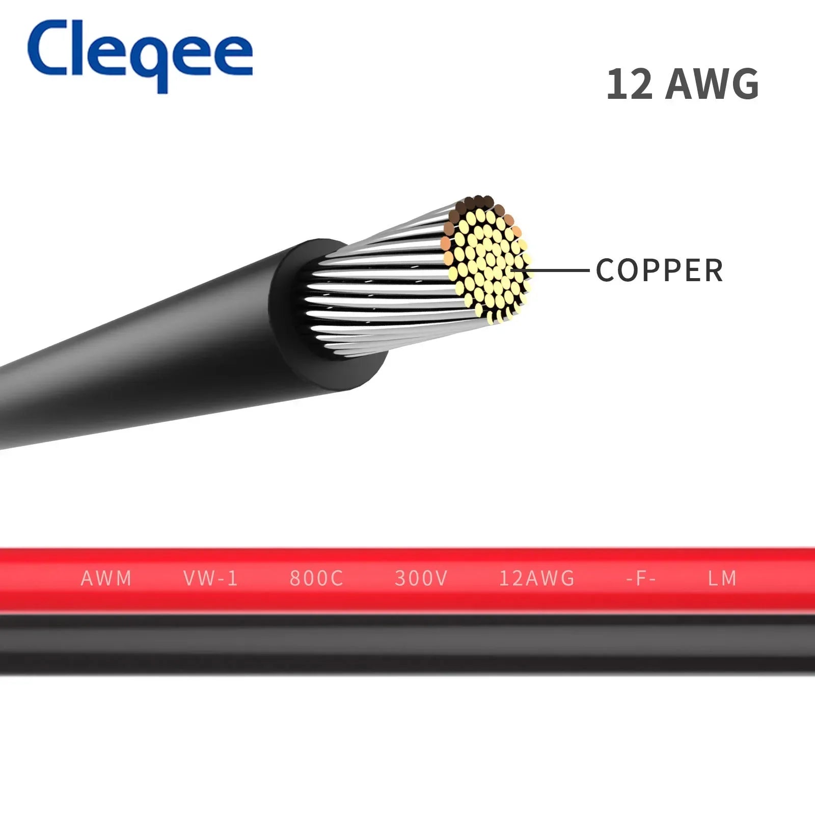 Cleqee T10075 Solar Extension Charge Cable XT60 Female to Solar Male Female Connector 3M 12AWG Wire for Portable Power Station