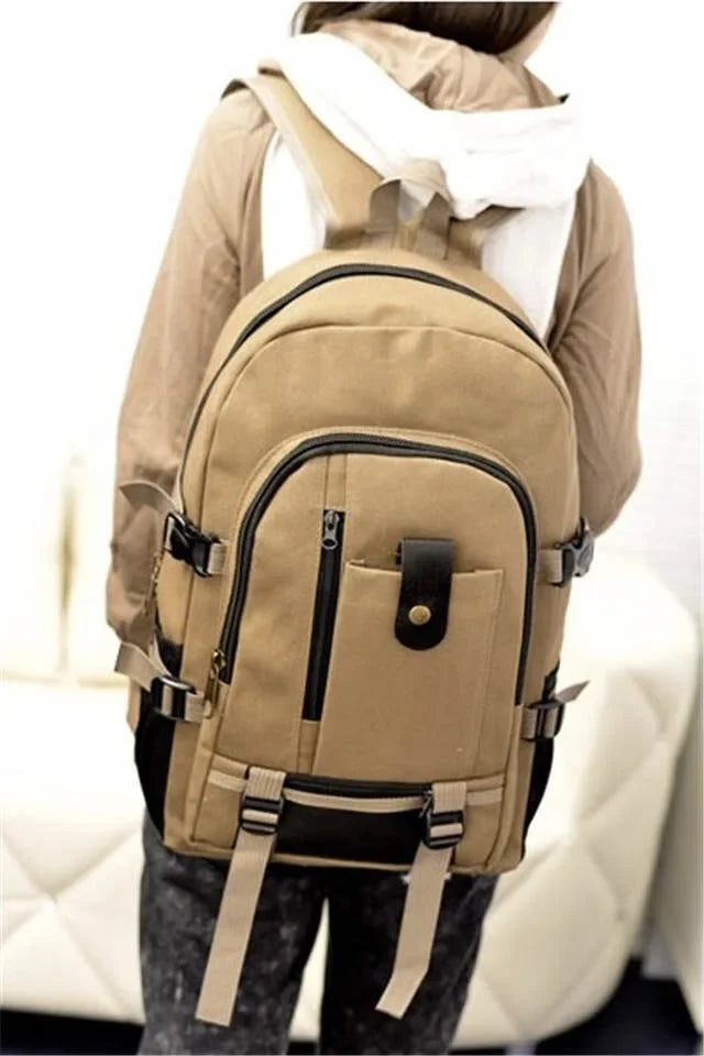 2023 Mountaineering Bag Backpack for Men Canvas Large Capacity High School Backpacks Outdoor Travel Camping Bag Computer Bag