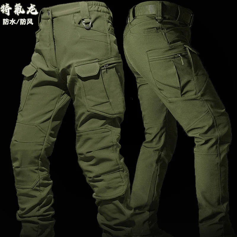 Tactical Winter Set Men's Military Outdoor Windproof Waterproof Suit Multi-Pocket Soft Shell Hooded Jackets Sharkskin Work Pants