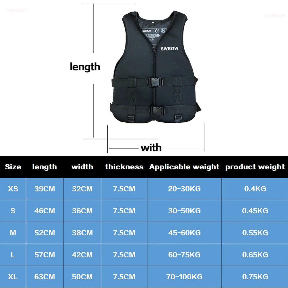 Neoprene Life Jacket Portable Buoyancy Vest Water Sports Rafting Surfing Fishing Kayak Boating Safety Rescue Life Jacket