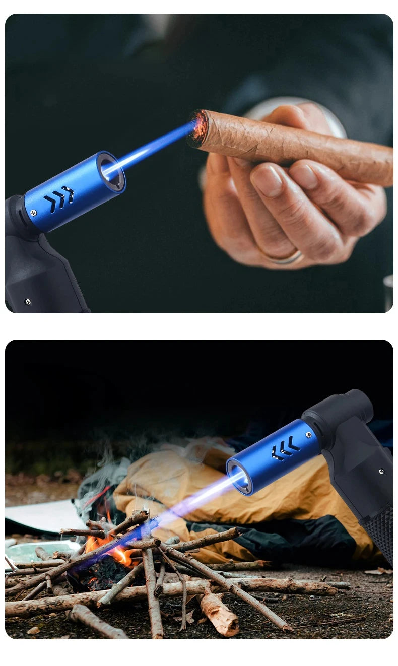 Hot Outdoor Windproof Metal Direct Charge Turbo Torch Large Fire Gas Lighter Kitchen Barbecue Camping Cigar Lighter Men's Gifts