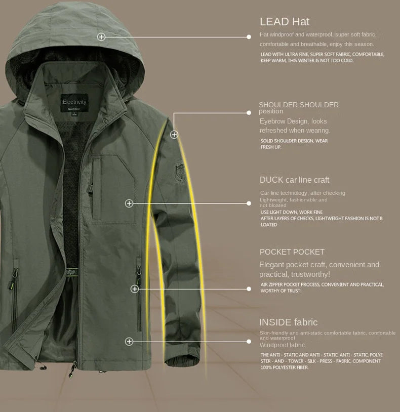 2024 Autumn Outdoor Waterproof Soft Shell Jacket Hunting Windbreaker Hiking Rainwater Camping Fishing Tactical Clothing For Men