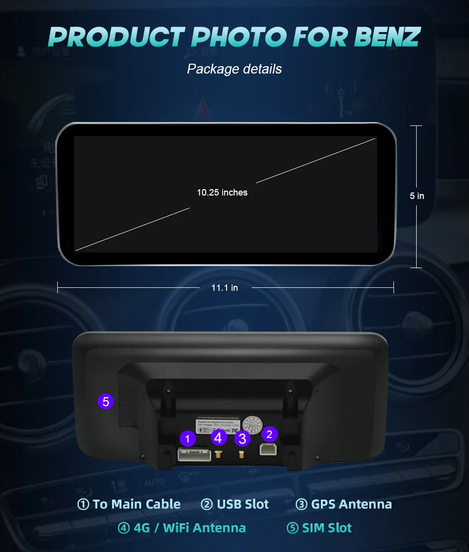 Android 14 Wireless CarPlay For Mercedes Benz C Class W205 2014-2018 Car Multimedia Navigation GPS SWC DSP 4G WiFi