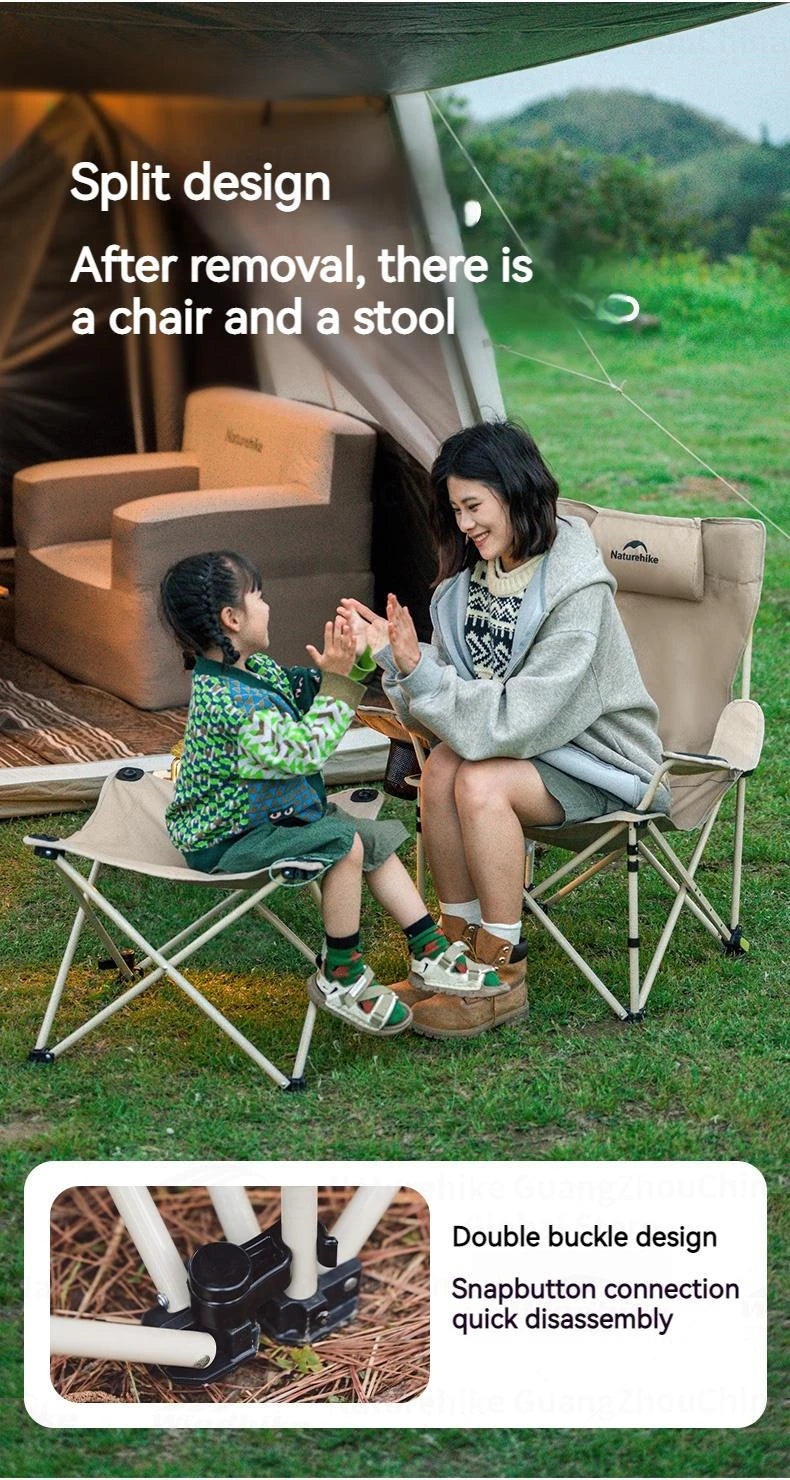 Naturehike Folding Lounge Chair Detachable Stool Table Adjustable Height for Camping Outdoor Fishing Portable Armchair Recliner