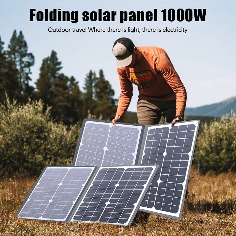 Foldable Solar Panel Kit 1000W Complete Camping Solar Power Station Portable Generator Charger 18V for Car Boat Caravan Camping