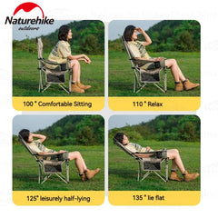 Naturehike Folding Lounge Chair Detachable Stool Table Adjustable Height for Camping Outdoor Fishing Portable Armchair Recliner