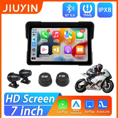 7"Motorcycle Multimedia Player GPS Navigation Recorder Wireless CarPlay Android Auto IP67 Waterproof Screen Bluetooth 2024 New