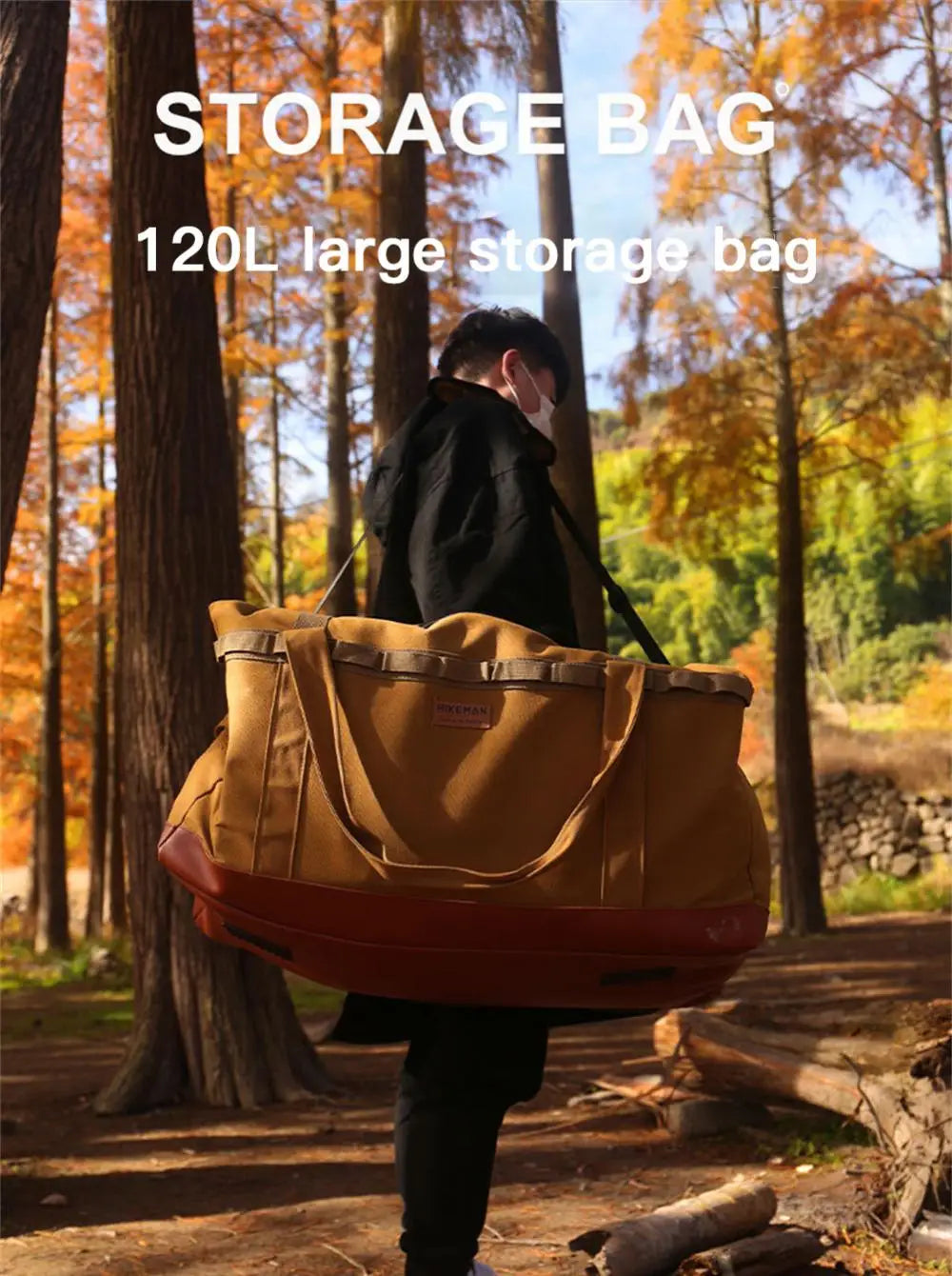 53/120L Outdoor Camping Storage Bag Large Capacity Canvas Polyester Waterproof Wear-resistant Cookware Picnic Camping Handbag