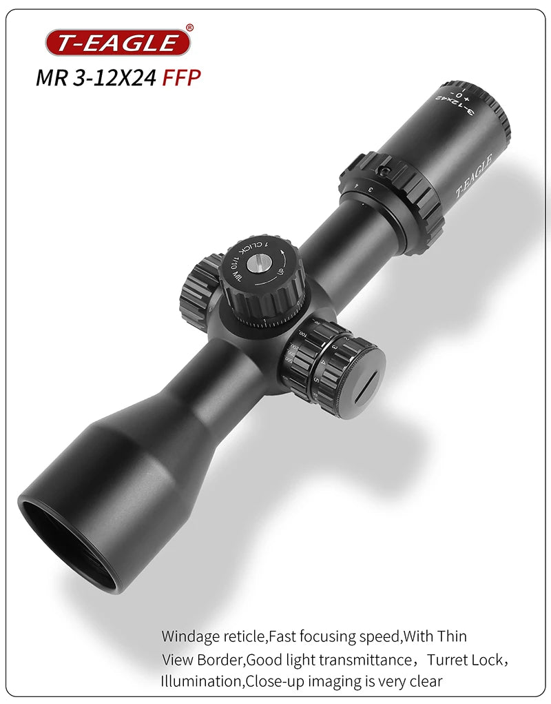 T-EAGLE New MR3-12x42 FFP Tactical Riflescope  Spotting Rifle Scope Hunting Optic Collimator Airsoft Gun Sight