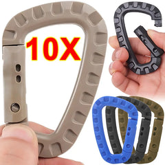 5/10PCS Tactical Backpack Buckle Fast Tactical Carabiner Plastic Hook D Shape Mosqueton EDC Gear for Outdoor Camping Accessories