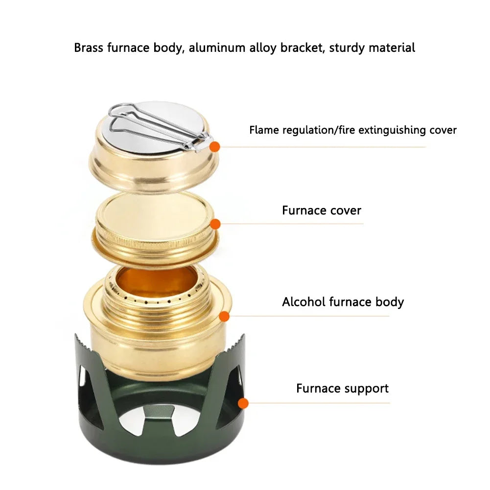 Portable Mini Alcohol Stove Burner Adjustable Firepower Gasoline Stove Aluminum Alloy Bracket Ultralight Brass Camping Stoves