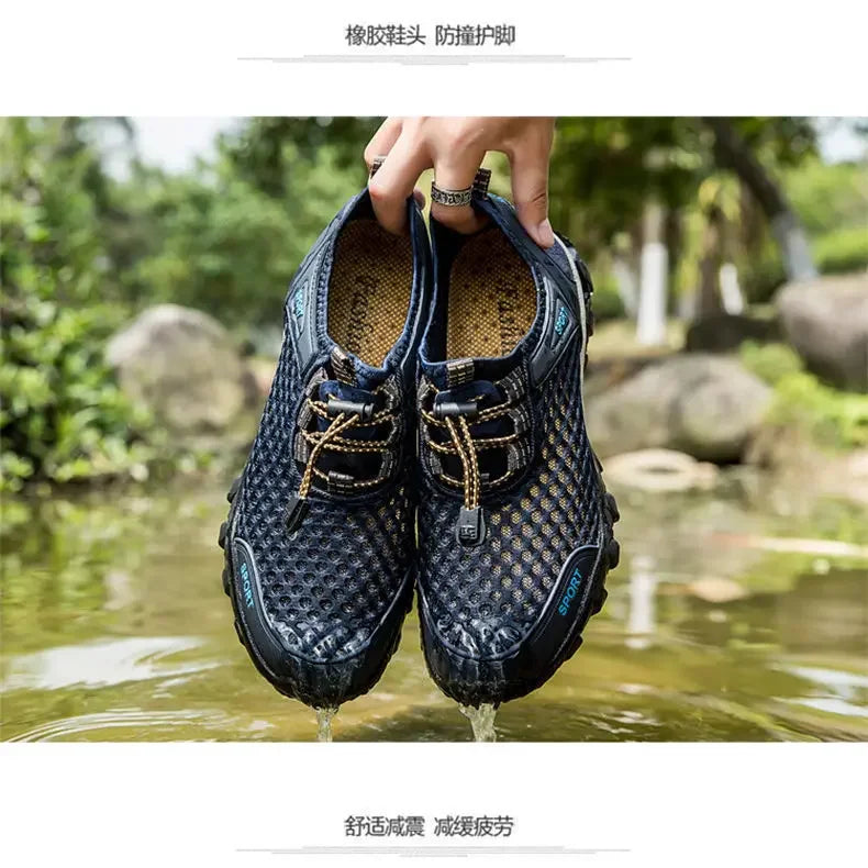 Men Casual Tennis Sneakers Summer Fashion Breathable Mesh Shoes Mens Non-Slip Hiking Shoe Sneaker for Men Climbing Trekking