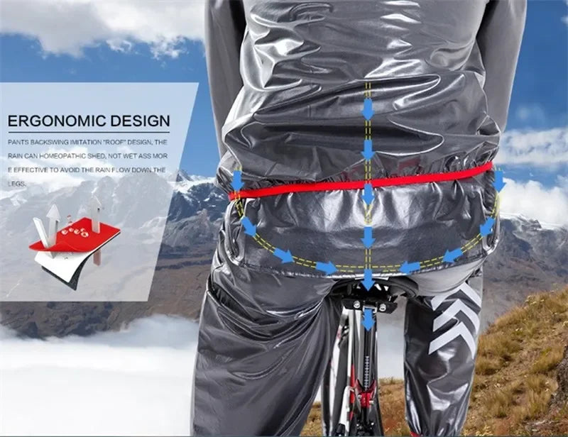 Cycling Rain Jacket Pants Men Women Waterproof Bicycle Clothing for Hiking Climbing Reflective Safety Bicycle Raincoat Portable