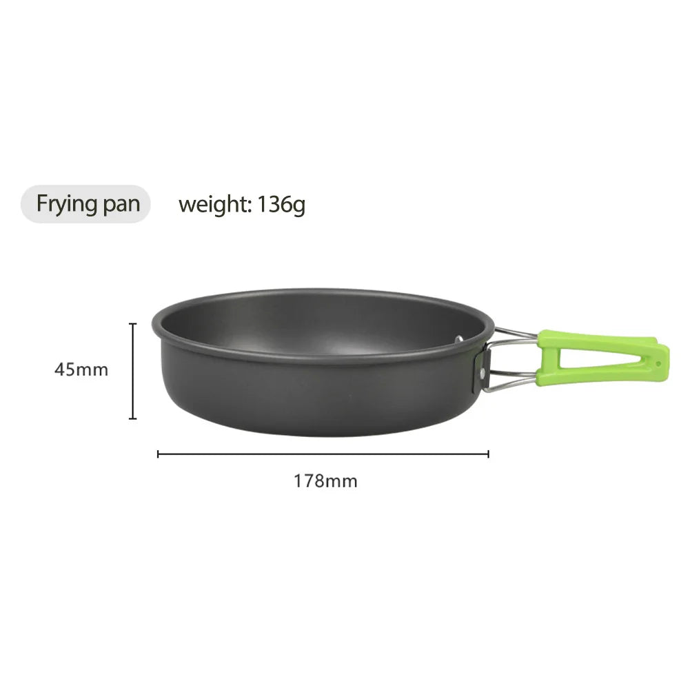 1 Set Outdoor Camping Cookware DS310 Picnic Cooking Set With Cooking Pot Frying Pan Kettle Plastic Bowl Spoon Dropship