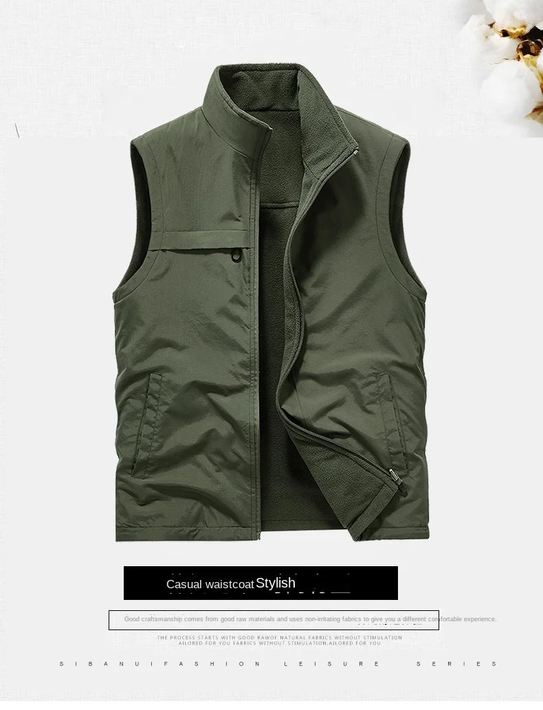 Camping Vest Zip Multi-pocket Tactical Jackets Men's Winter Jackets Mesh Sleeveless Jacket Work Climbing Hunting Man Denim Coat