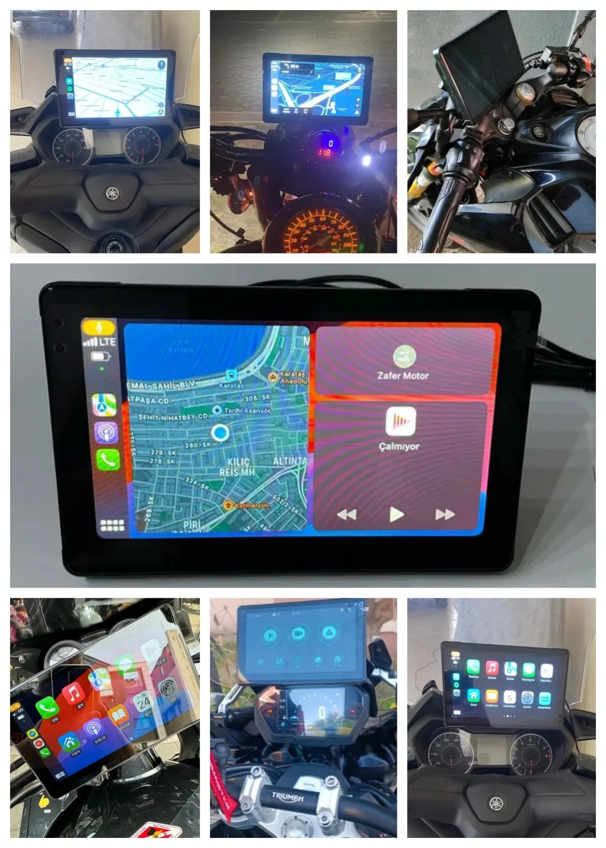 7 Inch Motorcycle Portable Navigation GPS Wireless Apple Carplay Android Auto IPX7 Waterproof Motorcycle BT Touch Screen Display