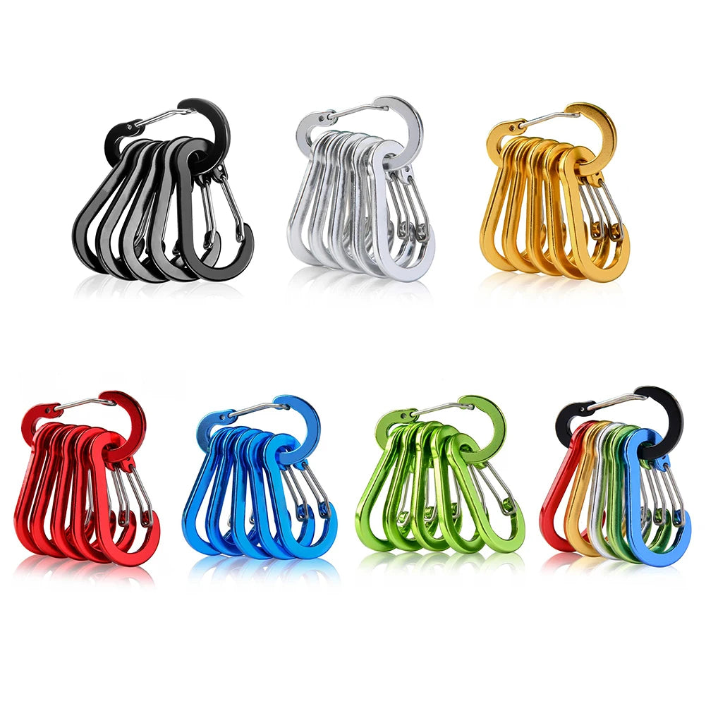 6pcs Carabiner Clip Aluminum Alloy Keychain Lock Buckle Snap D-Ring Clip Outdoor Backpack Camping Multi Tool Fishing Hiking Hook