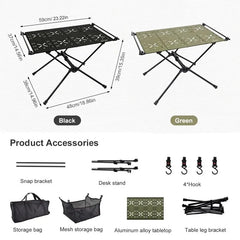 WESTTUNE Camping Table with IGT Stove Portable Aluminum Alloy Folding Table with Accessories Multifunctional Outdoor Tables