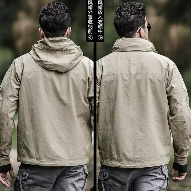 Waterproof Soft Shell Tactical Jacket Men's Autumn Winter Warm Fleece Windbreaker Coat Outdoor Mountain Climbing Hiking Jackets