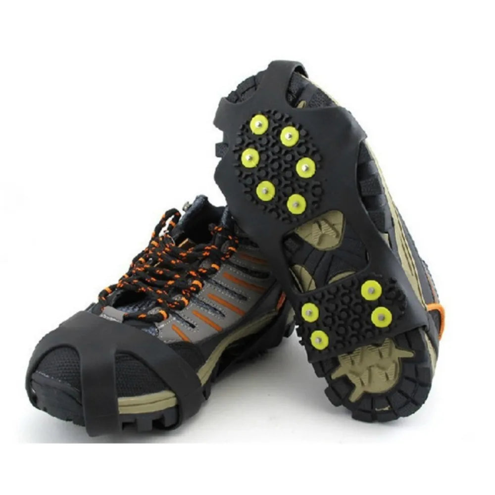 10 Studs Snow Ice Claw Anti-Skid Snow Ice Thermo Plastic Elastomer Climbing Shoes Spikes Grips Cleats Over Shoes Covers Crampons