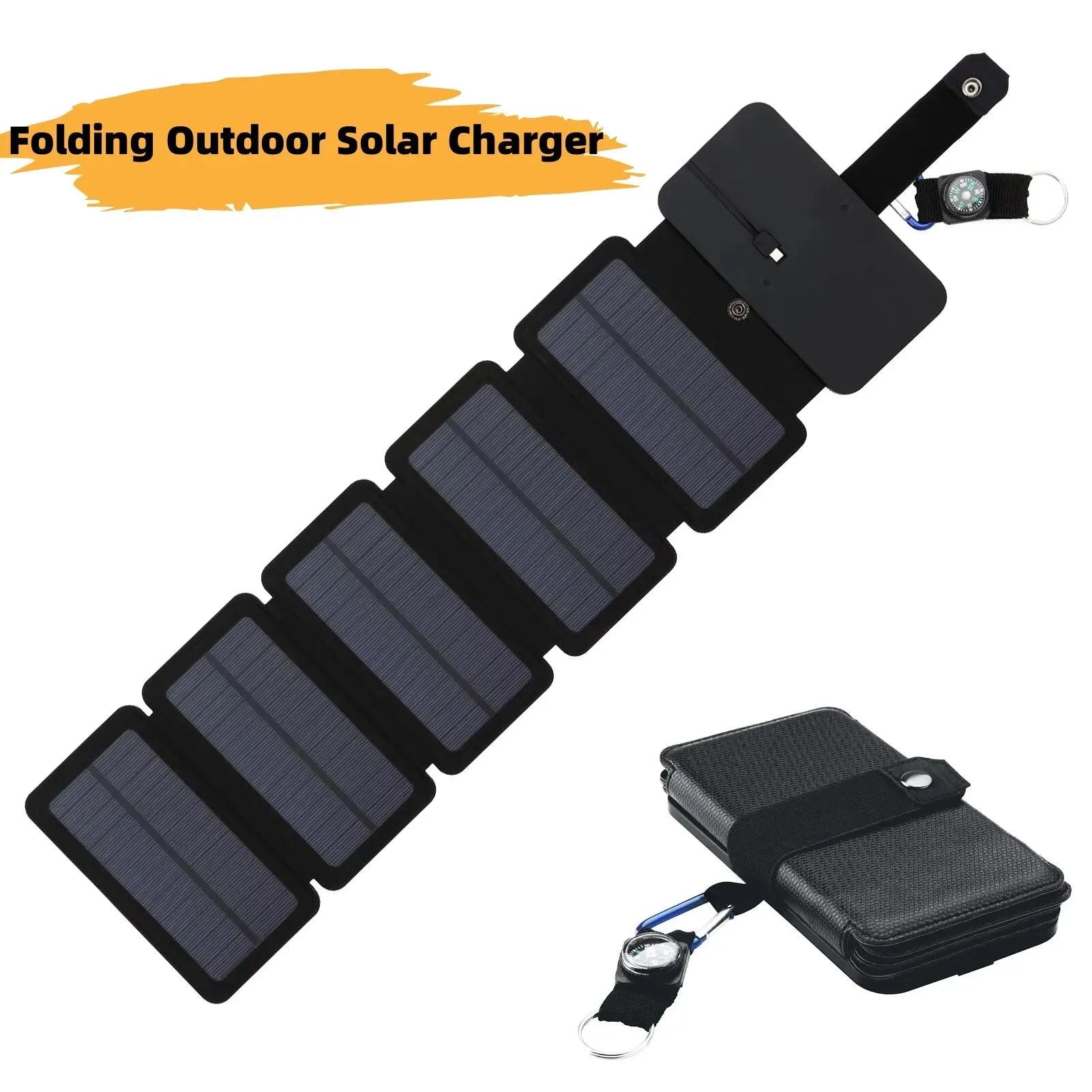 Foldable And Multifunctional Outdoor Solar Panel Charger 5V Camping Hiking Backpacking Traveling Outdoor Emergency Power Supply