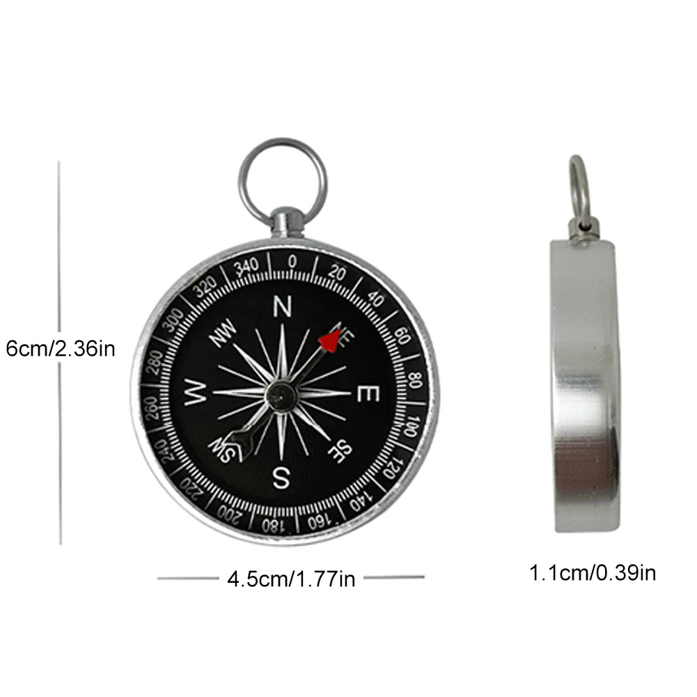 Outdoor Pocket Compass Silver Outdoor Orientation Navigation Compass Aluminum Alloy for Outdoor Camping Hiking Sports Navigation