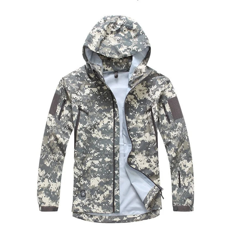 Outdoor Waterproof Hard Shell Tactical Jacket Spring Autumn Thin Breathable Camo Coat Men Climbing Army Training Combat Clothes