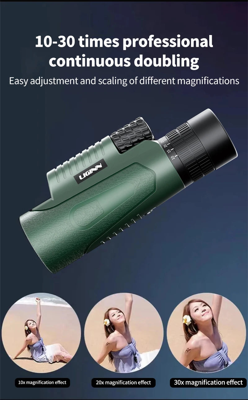 10-30x50 Zoom Telescope Astronomical Hunting Monocular Camping Equipment HD Spotting Scope with Phone Adapter Tripod