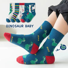 5Pairs/lot Children Socks for Girls Cotton Cute Outdoor Travel Sports Socks Animal Dinosaur Causual Sports Clothes Accessories