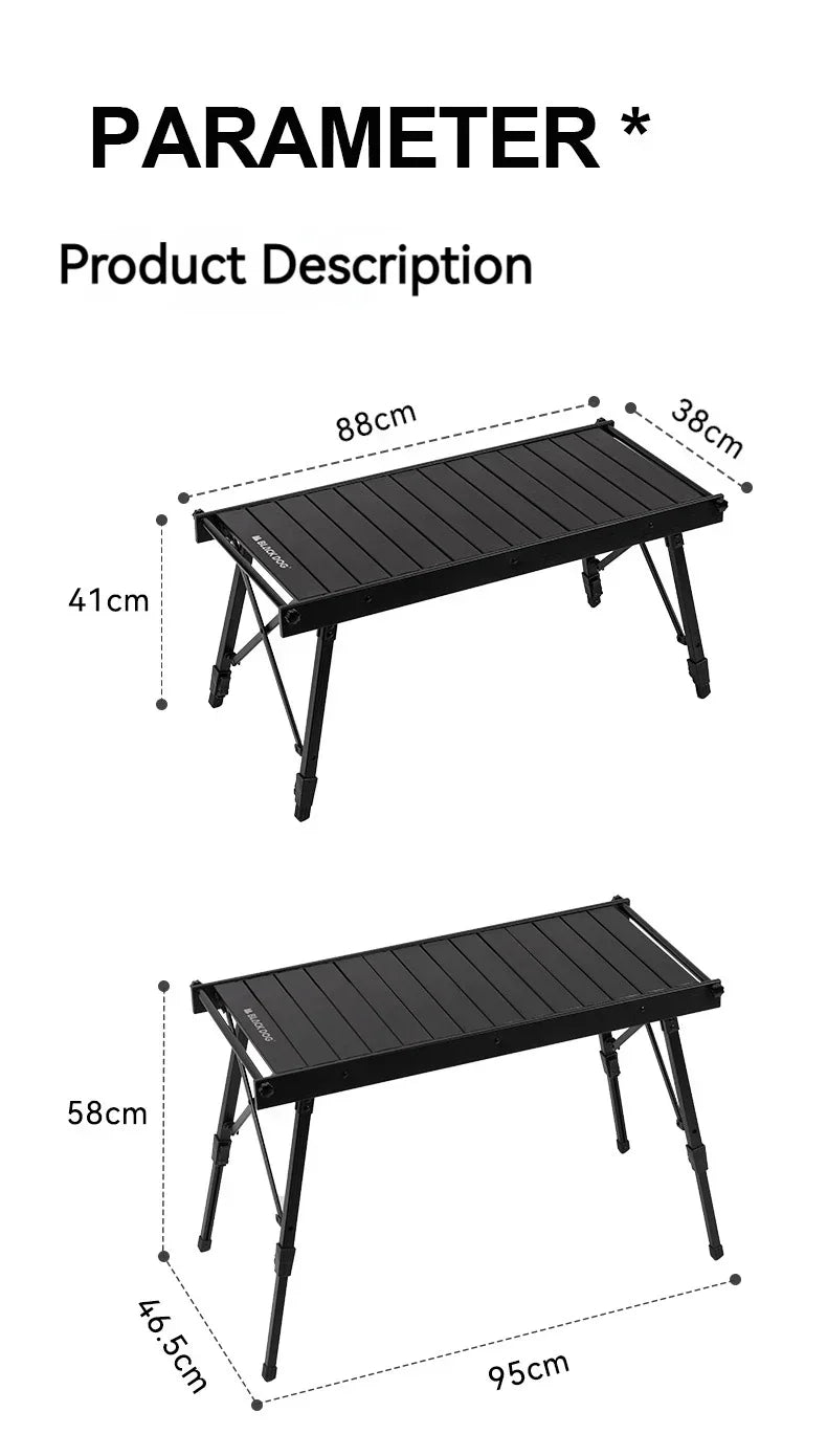 Blackdog Folding IGT Roll Table for Outdoor Camping Beach Removable Desktop Adjustable Height Aluminum Bearing 40kg Ultralight